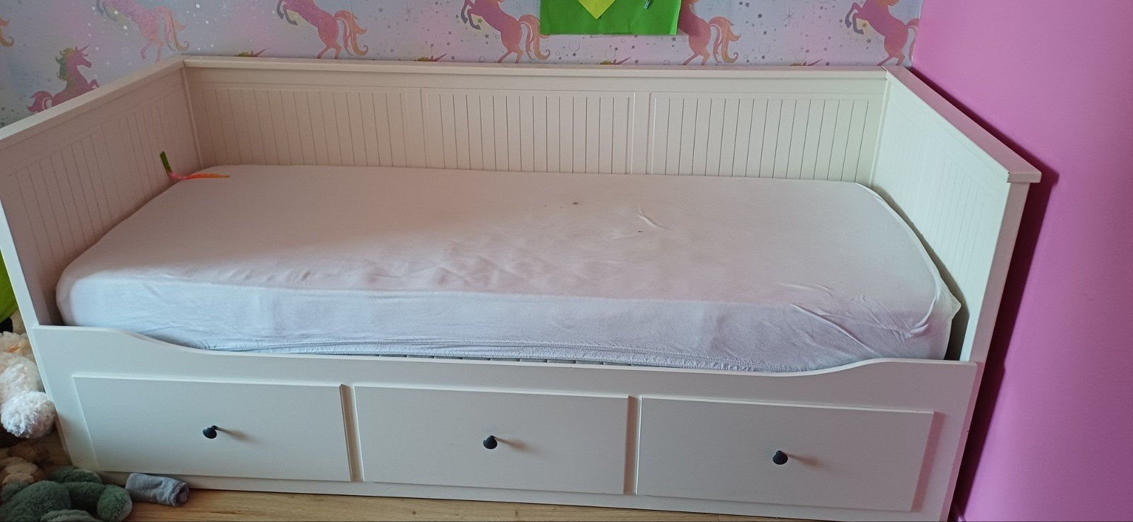 Hemnes bedbank(3 lades, uitschuifbaar tot 2-persoons bed), Ophalen, Gebruikt, 90 cm, Eenpersoons