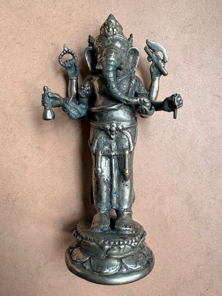 Prachtig oud Ganesha beeldje, brons, Antiek en Kunst, 20 cm, India, Ophalen of Verzenden, Brons