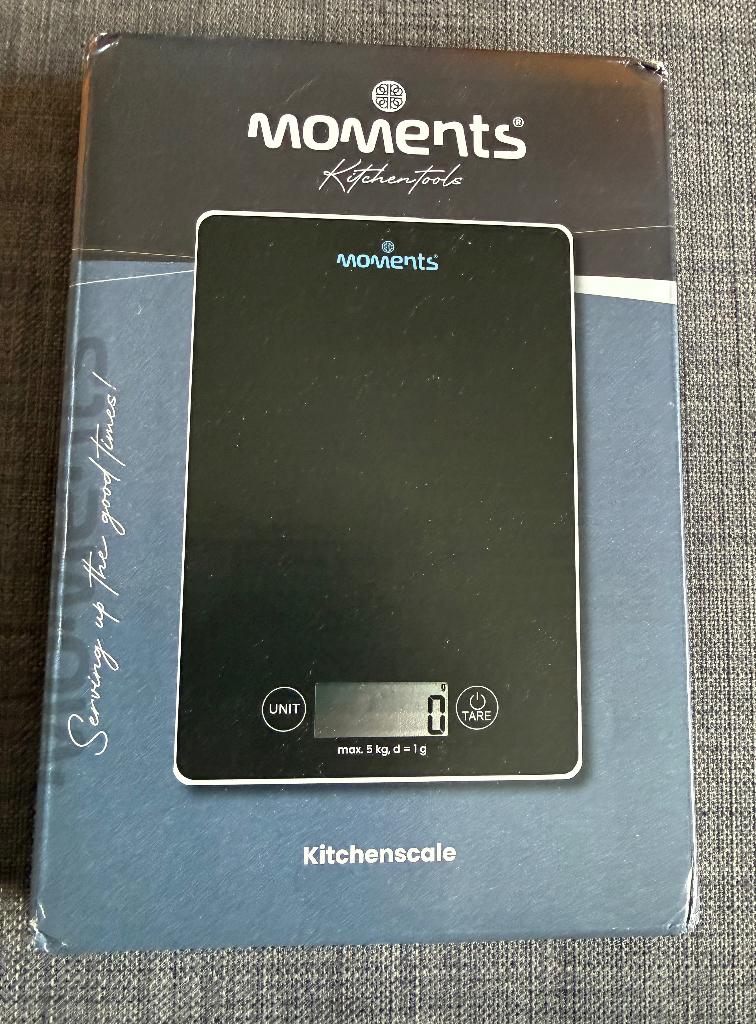 Moments Kitchen Tools Digitale Keukenweegschaal (Zwart), Minder dan 10 kg, Keukenweegschaal, Nieuw, Ophalen of Verzenden
