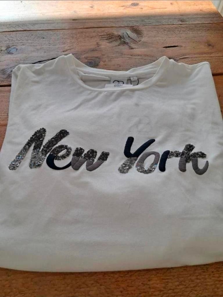 Designed By 2-BIZ shirt Cloud/Black Nieuw maat L Elasthan, Wit, Maat 42/44 (L), Nieuw, Ophalen of Verzenden
