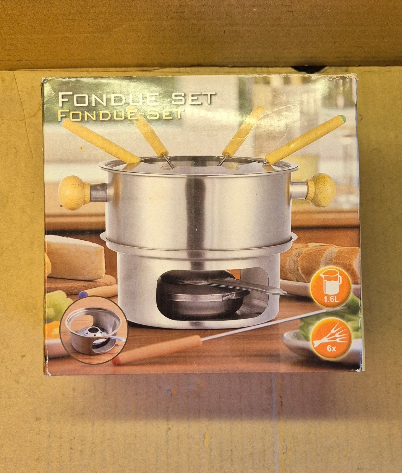 Te koop aangeboden: Fondueset met 6 Vorkjes (1,6 Liter) - Ni, Ophalen, Nieuw, Brander, Fondueset