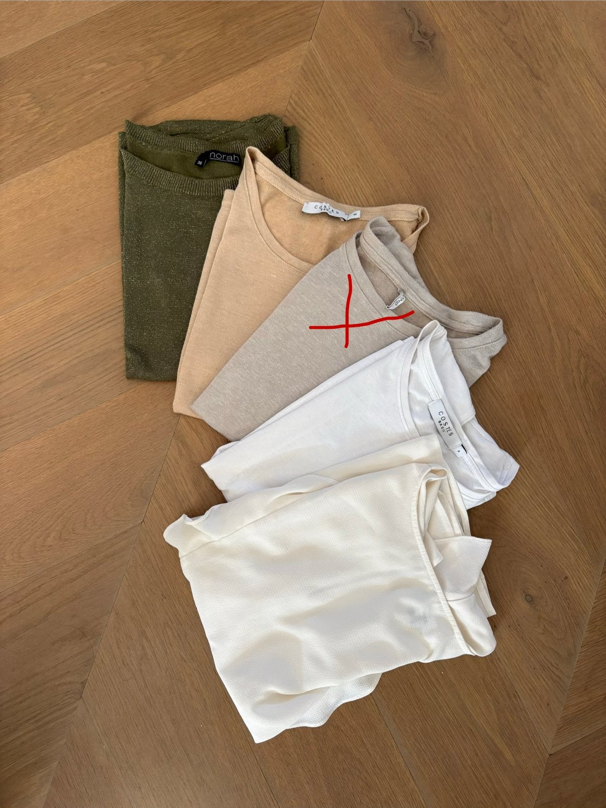 Bundel | set | topjes/shirtjes | maat S/M | basic/naturel, Ophalen of Verzenden, Zo goed als nieuw