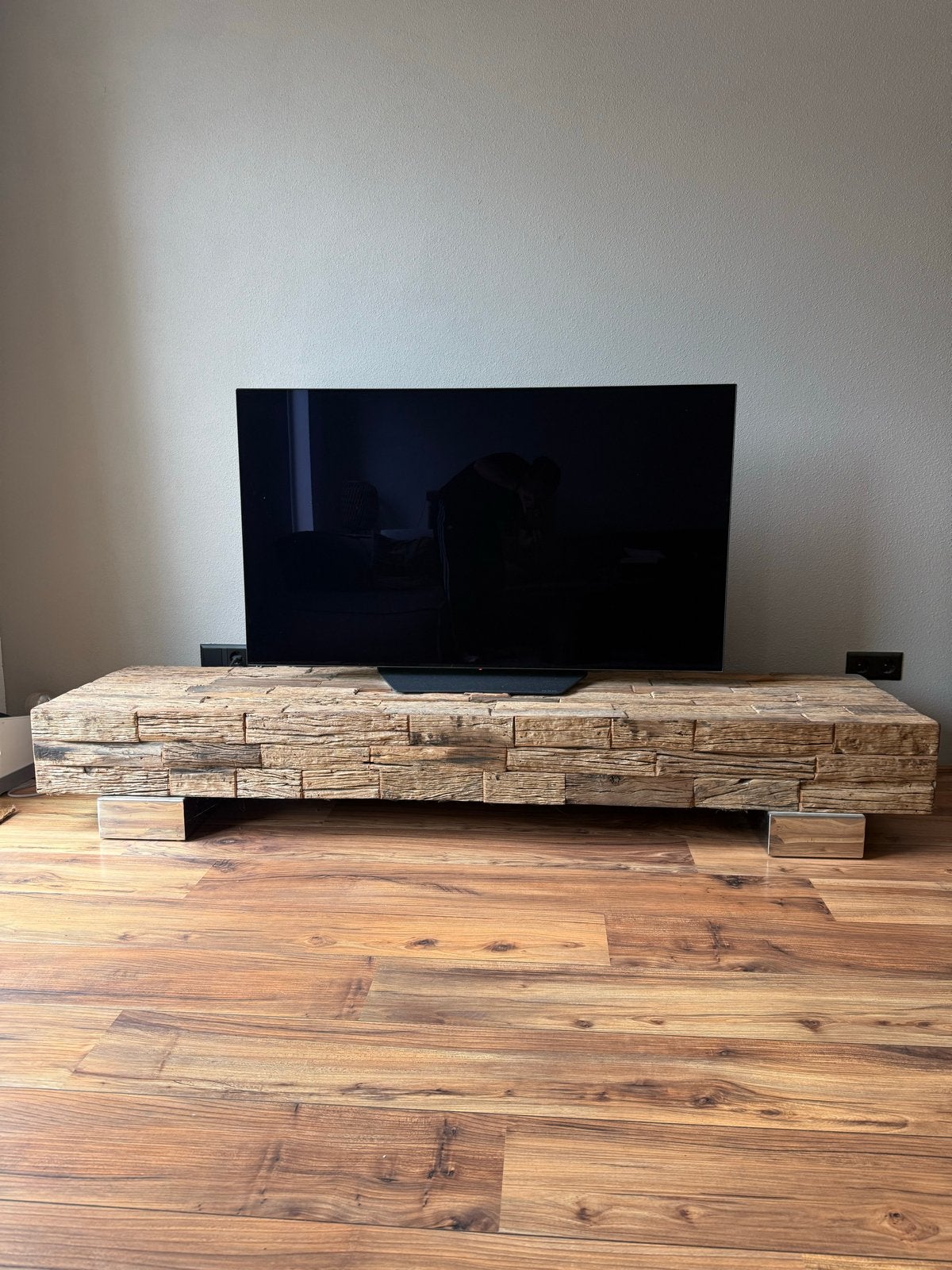 Rofra Tv meubel van robuust hout, Tv meubel, Ophalen of Verzenden, Zo goed als nieuw, 200 cm of meer
