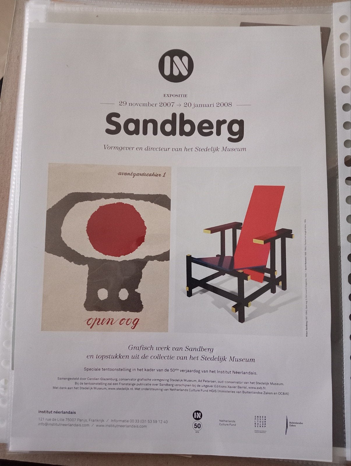 Willem Sandberg Gerrit Rietveld advertentie affiche, Ophalen of Verzenden