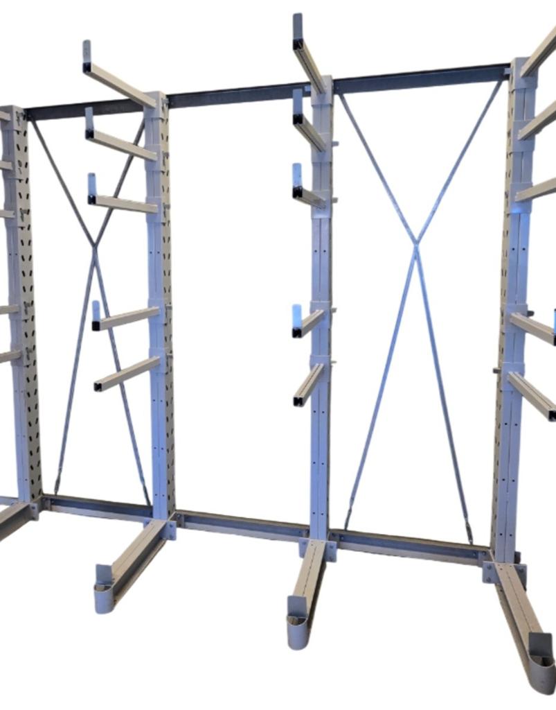 Draagarmstelling 4 staanders H=270cm met 20 armen L=60cm., Doe-het-zelf en Verbouw, Steigers, Ophalen, Gebruikt, Overige typen