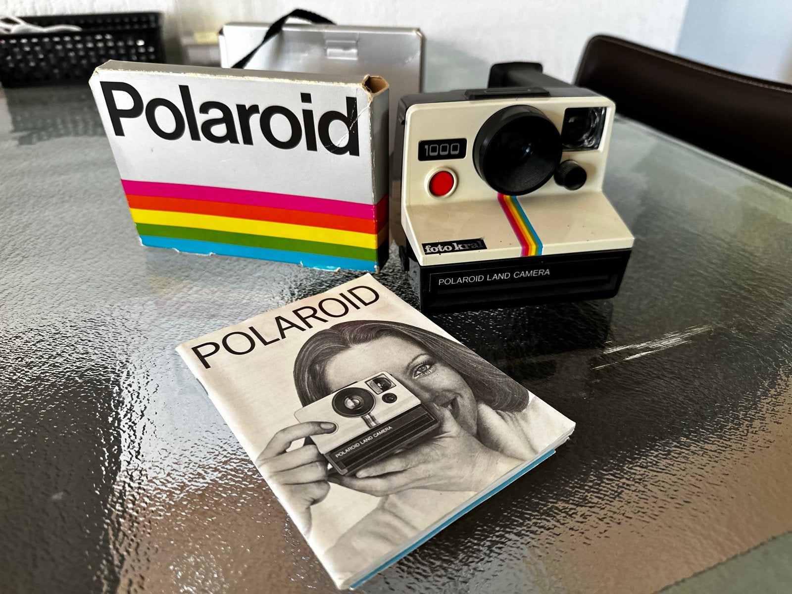 Vintage Polaroid Land Camera 1000 met doos en handleiding, Ophalen of Verzenden, Gebruikt, Polaroid