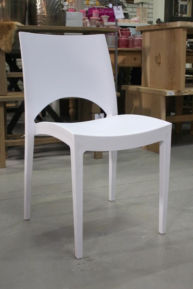 Leuke witte tuinstoelen kunststof stapelbaar terras horeca, Tuin en Terras, Tuinmeubel-accessoires, Ophalen, Zo goed als nieuw