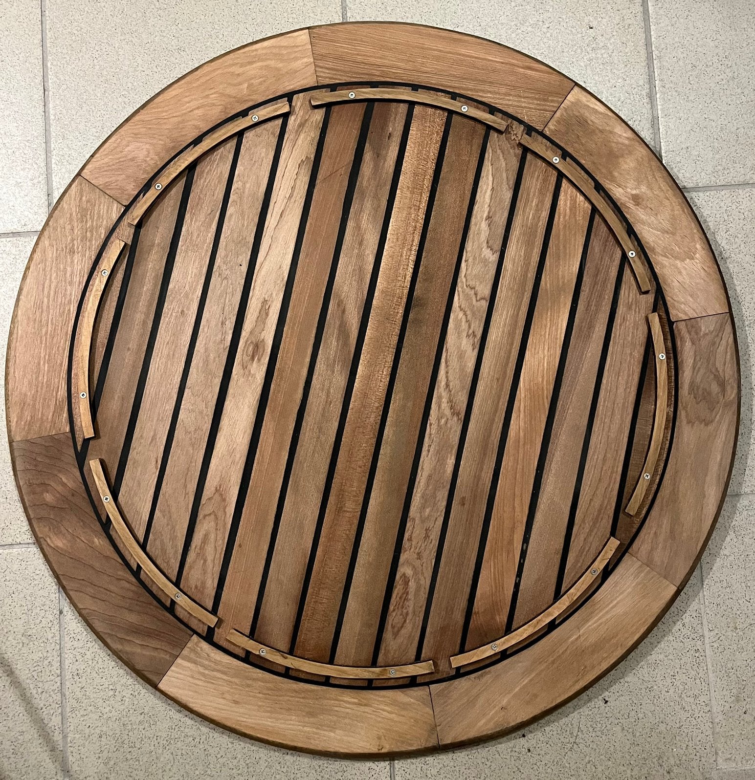 Boottafel rond 70 cm massief teak onbehandeld, Ophalen of Verzenden, Nieuw, Zeilboot of Motorboot