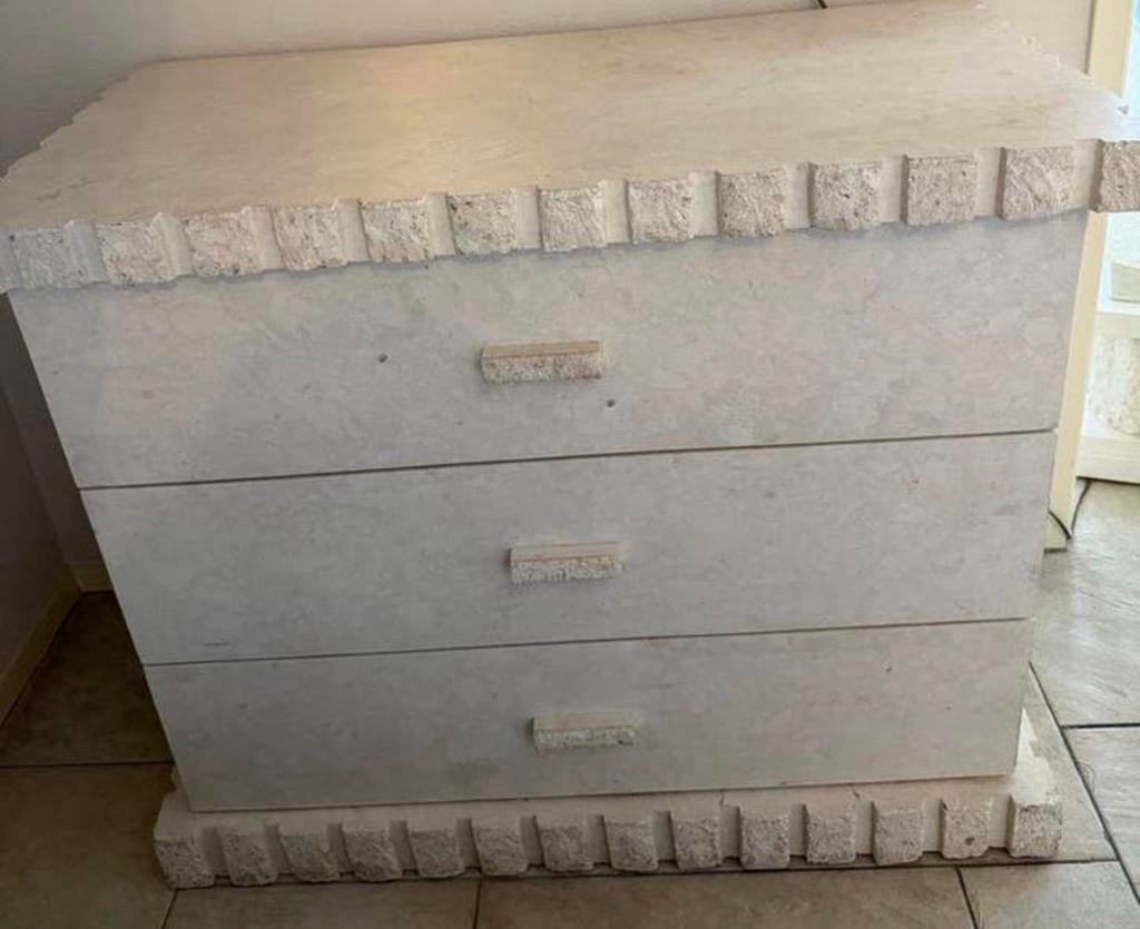 Unieke Stenen Ladenkast in Griekse Stijl, Overige materialen, Gebruikt, 3 of 4 laden, Minder dan 25 cm