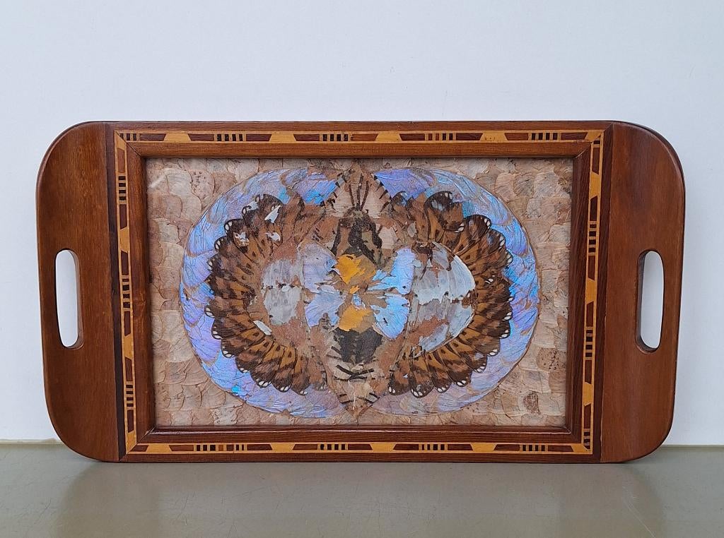 vintage antieke art-deco design butterfly-tray dienblad, Ophalen of Verzenden
