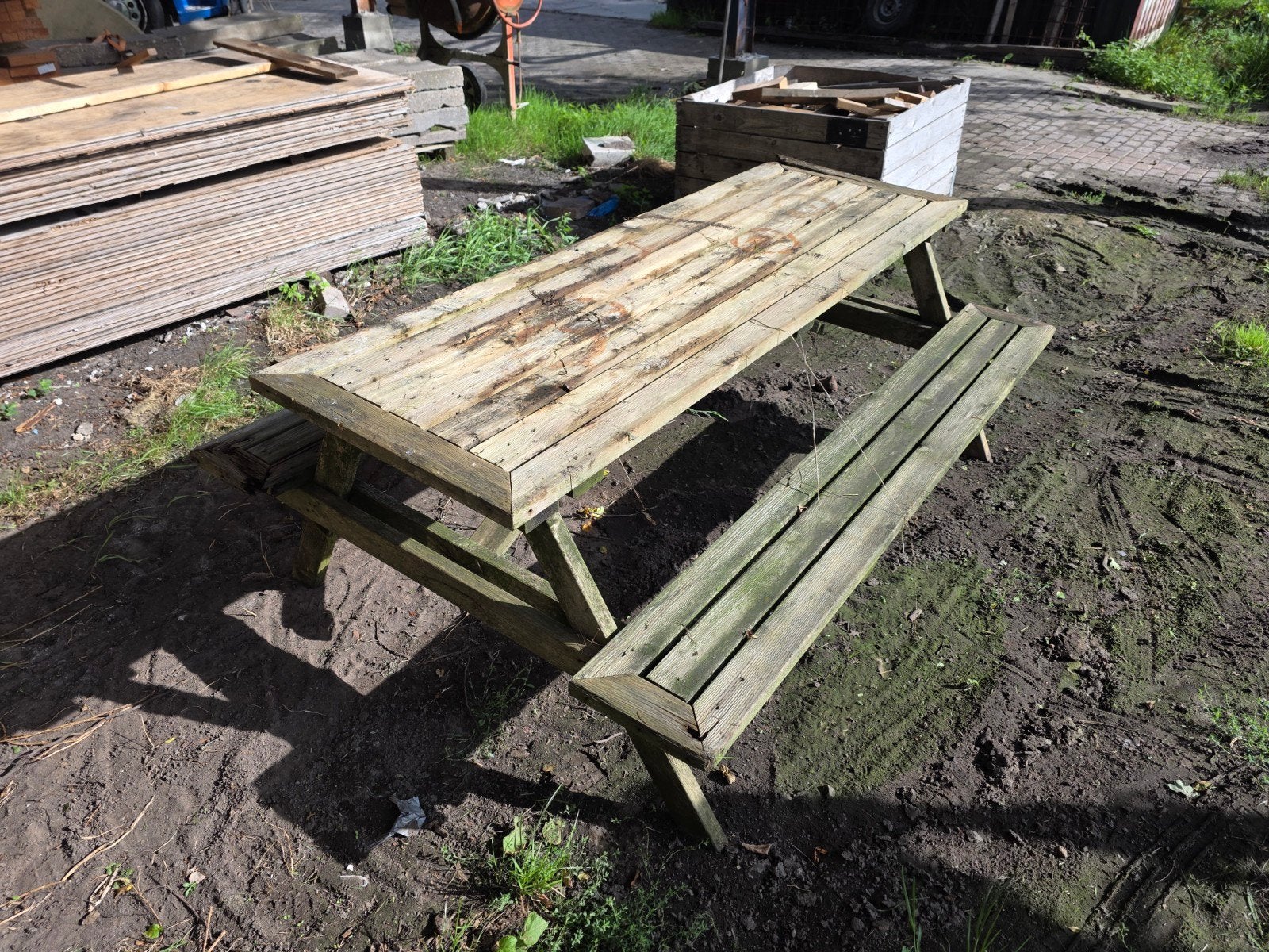 gratis picknicktafel, Ophalen, Gebruikt, Rechthoekig, Hout