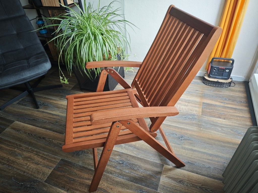 Tuinstoel hardhout, Ophalen, Gebruikt, Hout, Verstelbaar