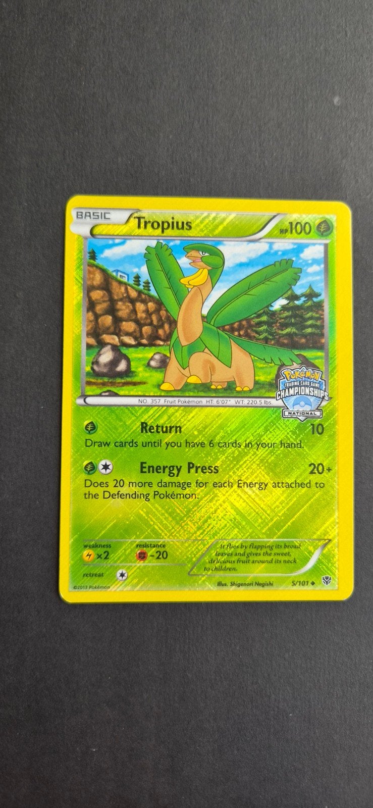Tropius (PLB 5) - Stamped Promo Kaart, Ophalen of Verzenden, Zo goed als nieuw, Losse kaart, Foil