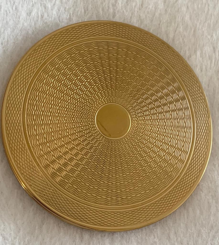 Vintage Goudkleurig Compact Poederdoosje met Spiegel, Antiek en Kunst, Ophalen of Verzenden