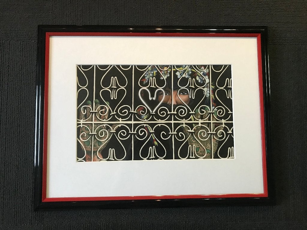 Kunstwerk Arabische vrouw met Henna versieringen 65x51cm, Ophalen