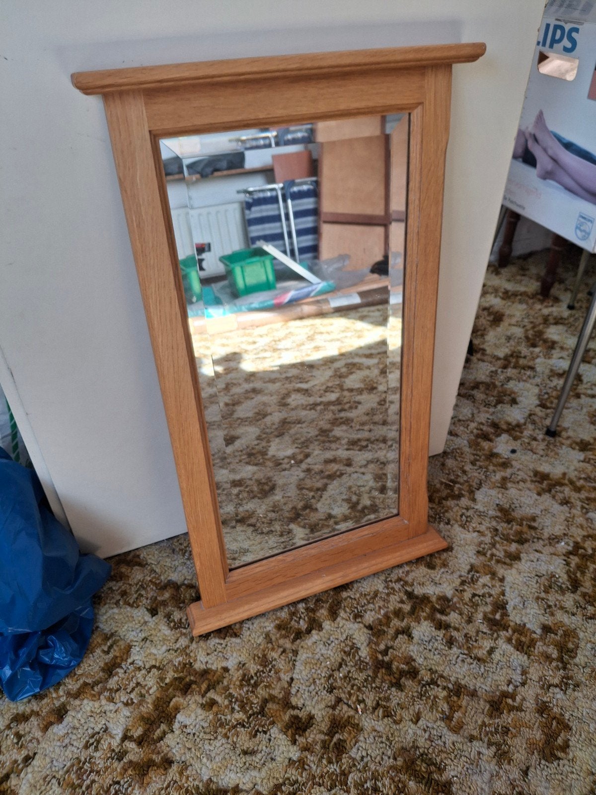 Eiken spiegel facet geslepen glas, Ophalen, Rechthoekig, Minder dan 100 cm