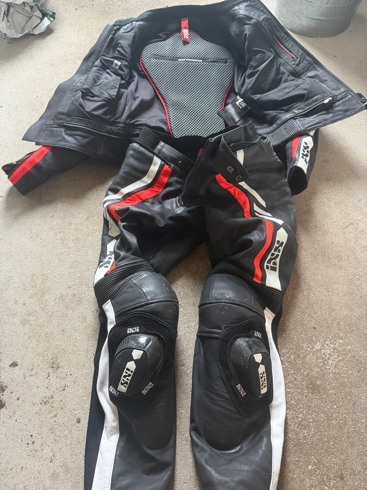iXS RS-800 Leren Motorpak - Zwart/Rood/Wit, Motoren, Ophalen of Verzenden, Tweedehands, Heren, Combipak