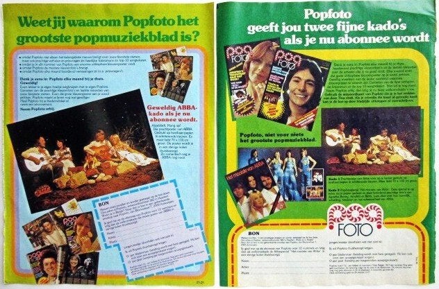 8 vintage reclames van POP Foto en Muziek Express 1980, Ophalen of Verzenden, Gebruikt, Overige typen