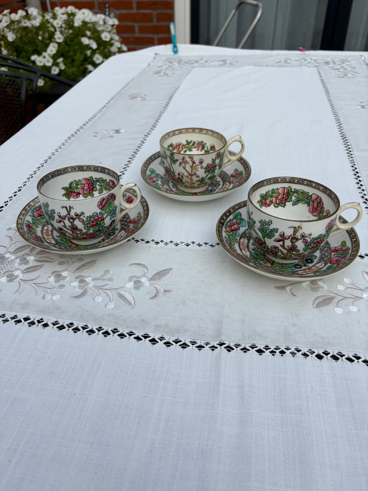 Antieke Coalport "Indian Tree" Kop en Schotel Set – 3-delig, Ophalen