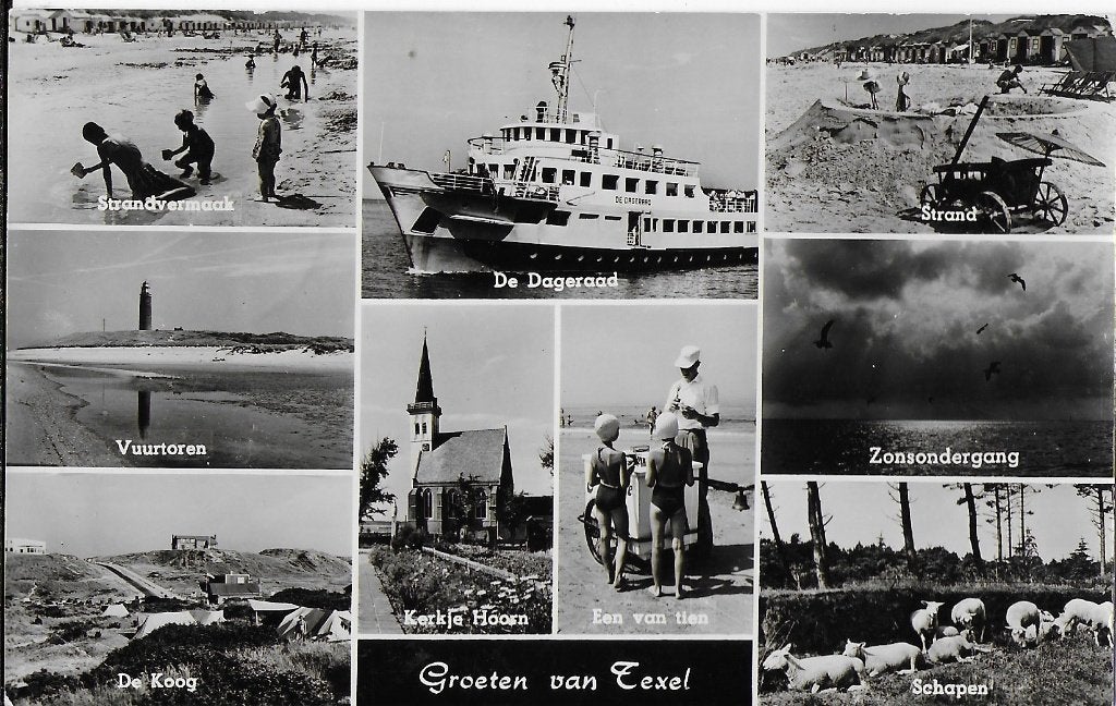 Q1081 Gelopen oude ansichtkaart groeten van Texel, Verzamelen, Ansichtkaarten | Nederland, Ophalen of Verzenden, 1960 tot 1980