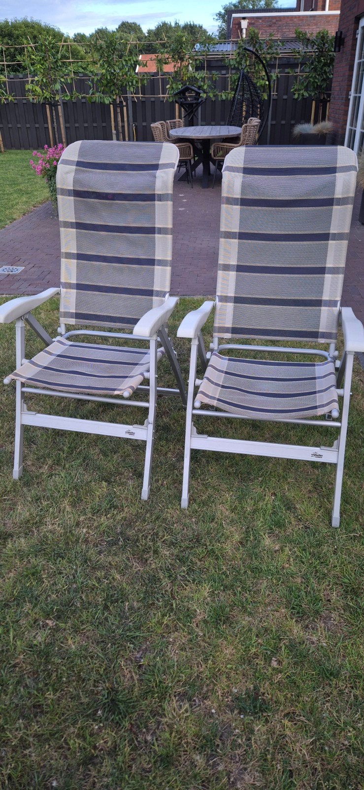 Twee Vrijbuiter outdoor campingstoelen, Caravans en Kamperen, Kampeermeubelen, Ophalen, Gebruikt, Campingstoel