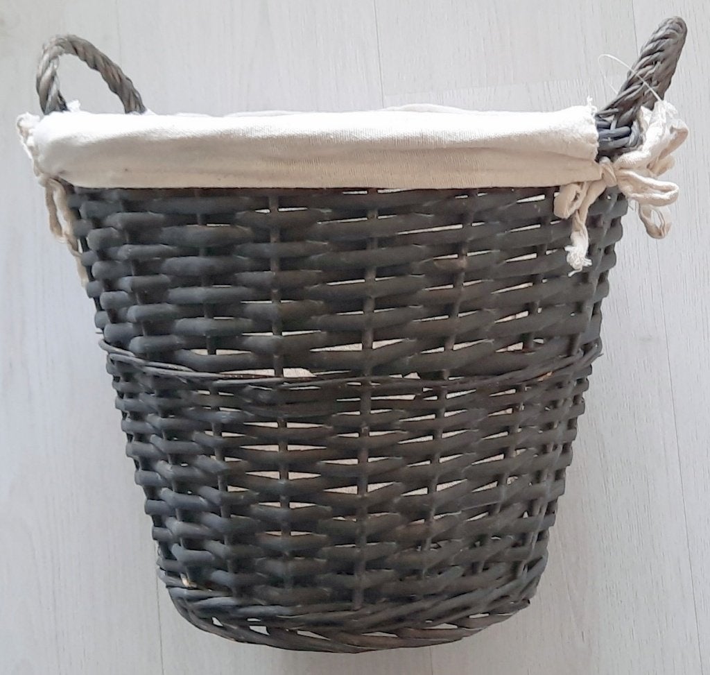 Rieten mand grijs., Huis en Inrichting, Ophalen, Mand, Rond, Zo goed als nieuw