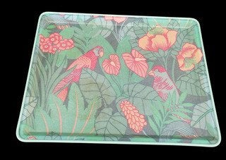 2172 Vintage kunststof dienblad servingtray papegaaien swiet, Ophalen of Verzenden, Rond, Hout