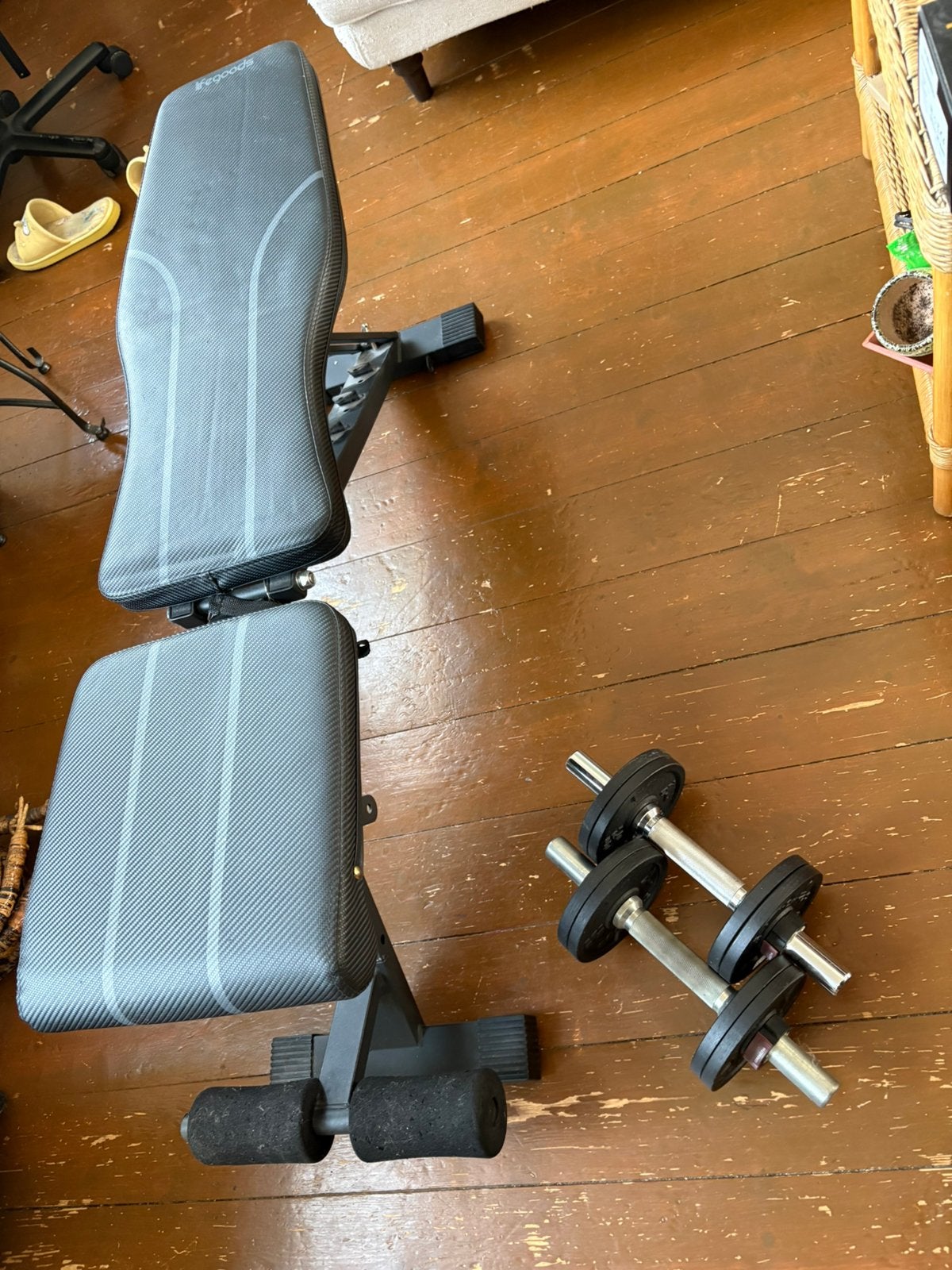 Workout Bench & Weights 20kg, Sport en Fitness, Ophalen, Zo goed als nieuw, Fitnessbank