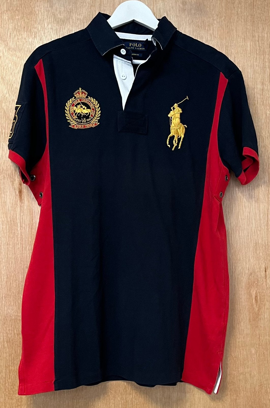 Polo Ralph Lauren poloshirt met gouden paard - Maat L, Ophalen of Verzenden, Zo goed als nieuw, Maat 52/54 (L), Bruin