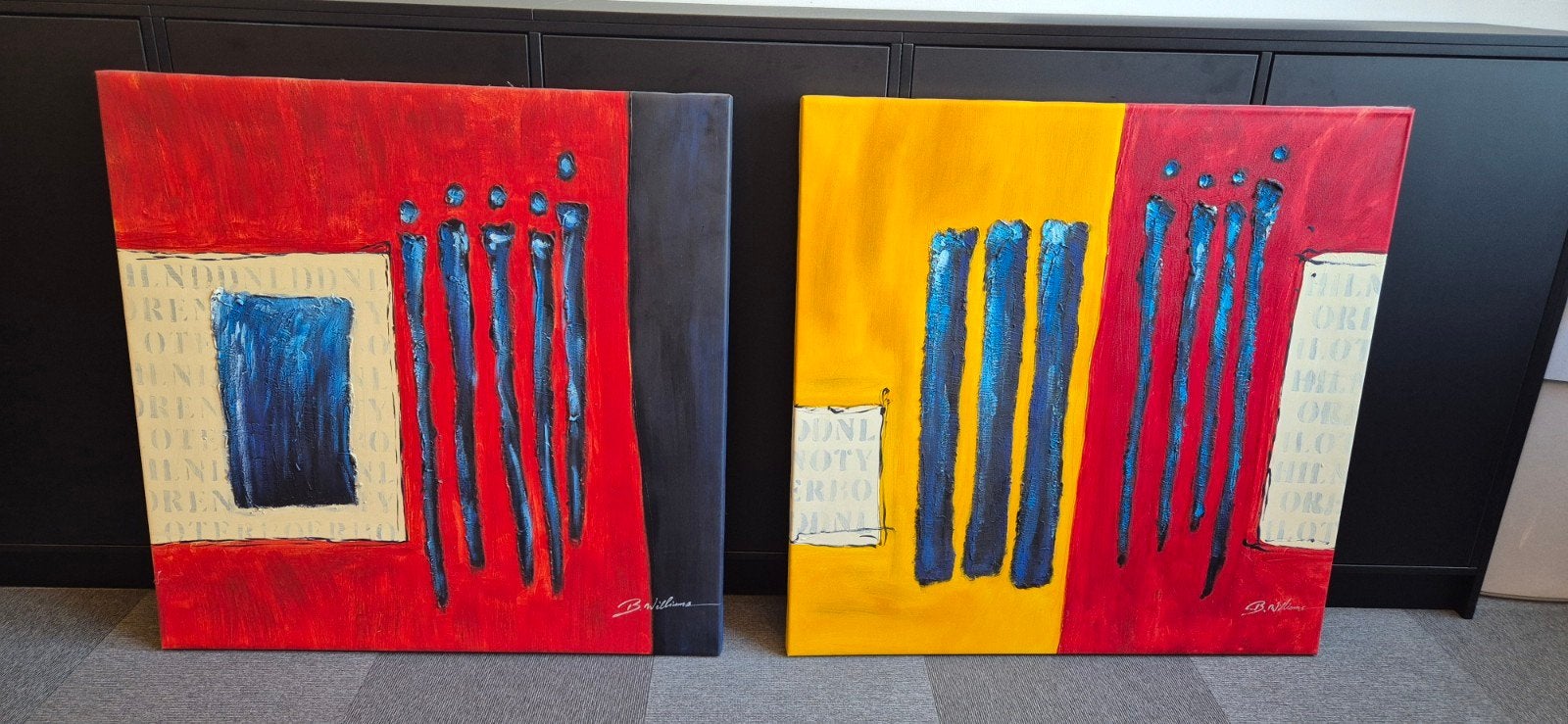 2 canvassen van B. Williams, Ophalen