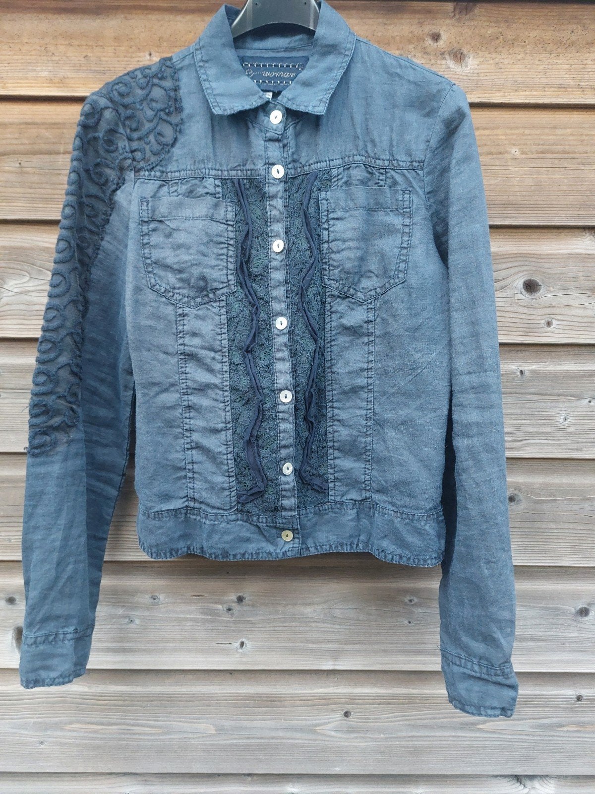 Blauw spijkerjasje blazer colbert E-women maat M, Verzenden, Nieuw, Maat 38/40 (M), Blauw