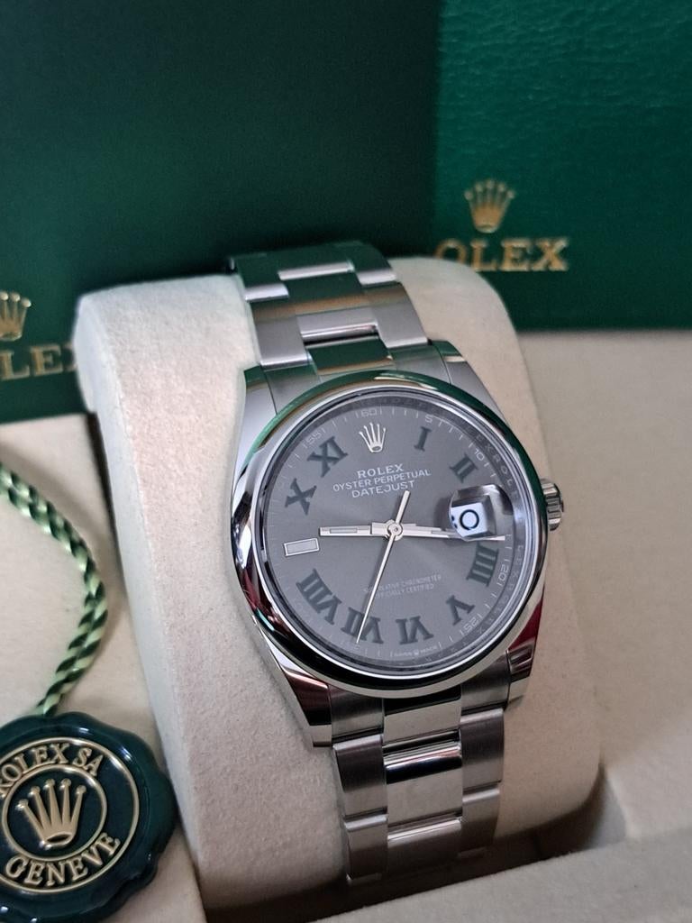Rolex Datejust 36mm Wimbledon Ongedragen Nieuw, Ophalen, Nieuw, Staal, Rolex
