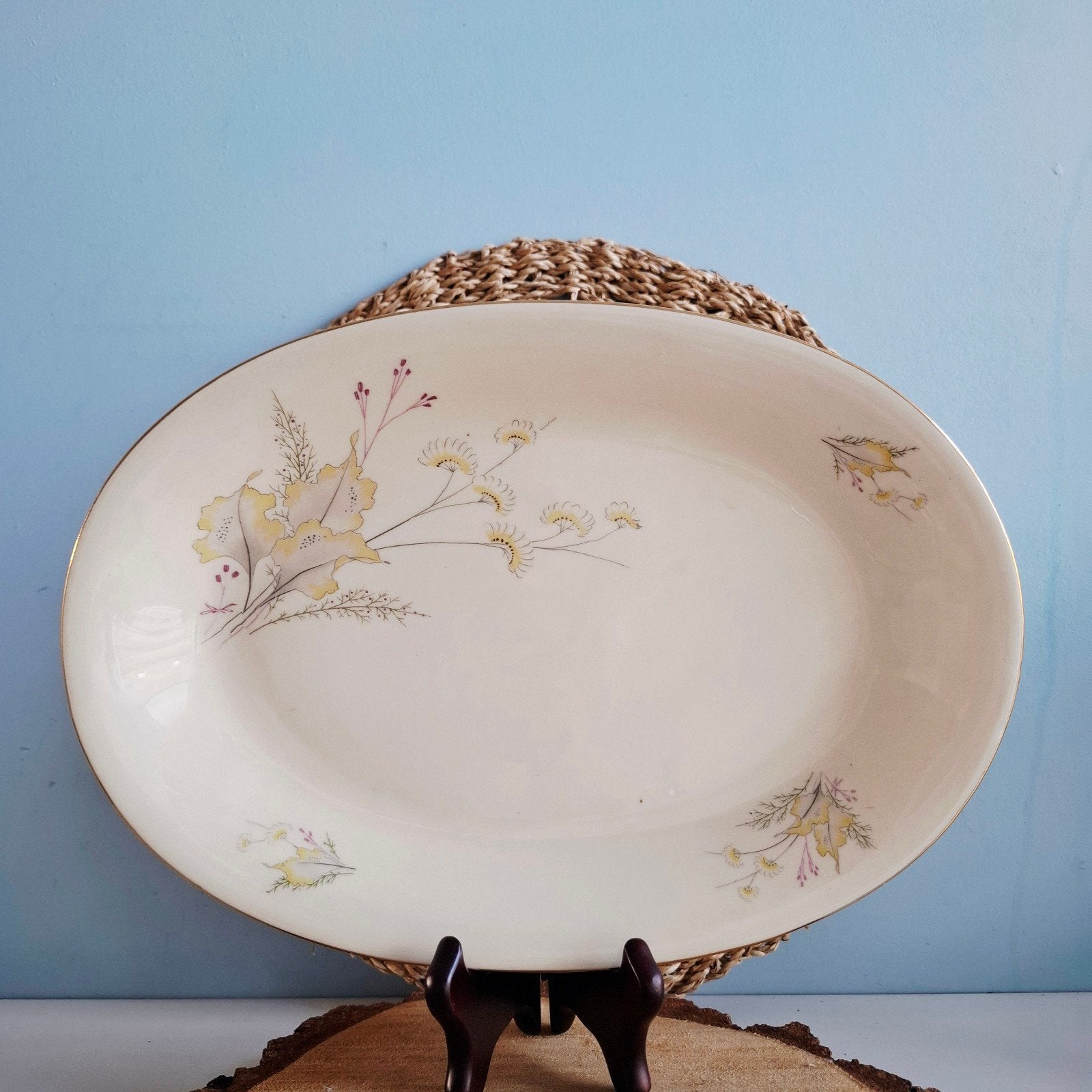 Vintage ovale schaal met delicaat bloemmotief, Ophalen of Verzenden