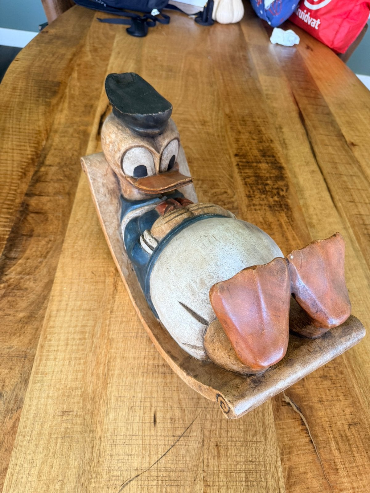 Uniek houten donald duck beeld, Ophalen of Verzenden, Zo goed als nieuw