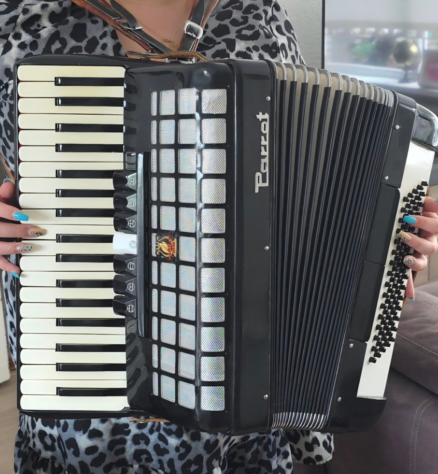 Parrot Piano-Accordeon 80 Bas, Muziek en Instrumenten, 80-bas, Met koffer, Toetsaccordeon, Zo goed als nieuw