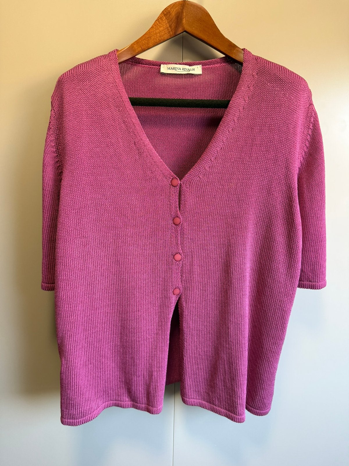 Marina Rinaldi framboos roze vestje met korte mouw | mt L, Ophalen of Verzenden, Zo goed als nieuw, Maat 42/44 (L), Roze