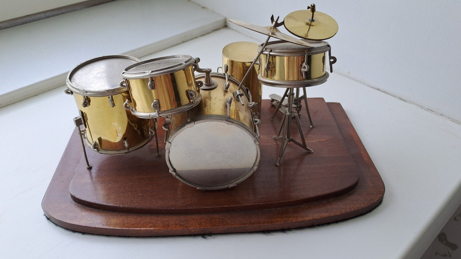 Miniatuur drumstel - Decoratief messing, Ophalen of Verzenden, Zo goed als nieuw, Overige merken
