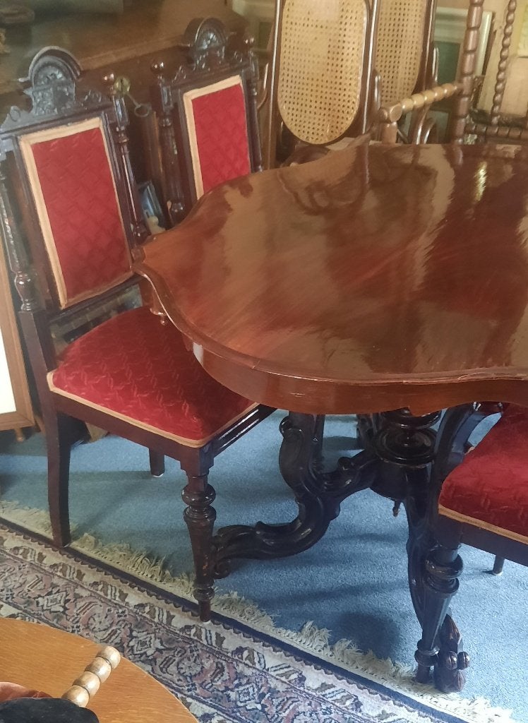 Antieke Eethoek: Spinnenkop Tafel met 4 Stoelen, Antiek en Kunst, Antiek | Meubels | Tafels, Ophalen