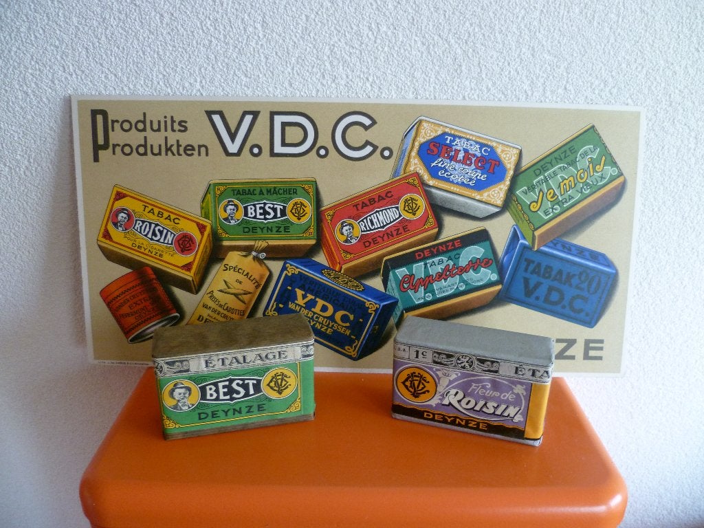KARTONNEN+BLIKKEN RECLAMEDISPLAY"VDC DEINZE TABAK"JAREN 50, Ophalen of Verzenden, Zo goed als nieuw, Reclamebord