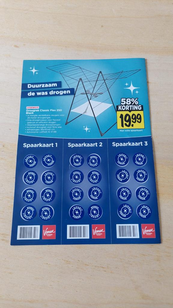 Vomar Leifheit spaarzegels, Ophalen, Winkel, Super of Benzinepomp, Volle spaarkaart