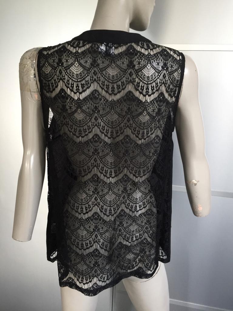 938 Zwart top met kant: maat S=36 blouse tuniek, Zwart, Ophalen of Verzenden, Zo goed als nieuw, Maat 36 (S)