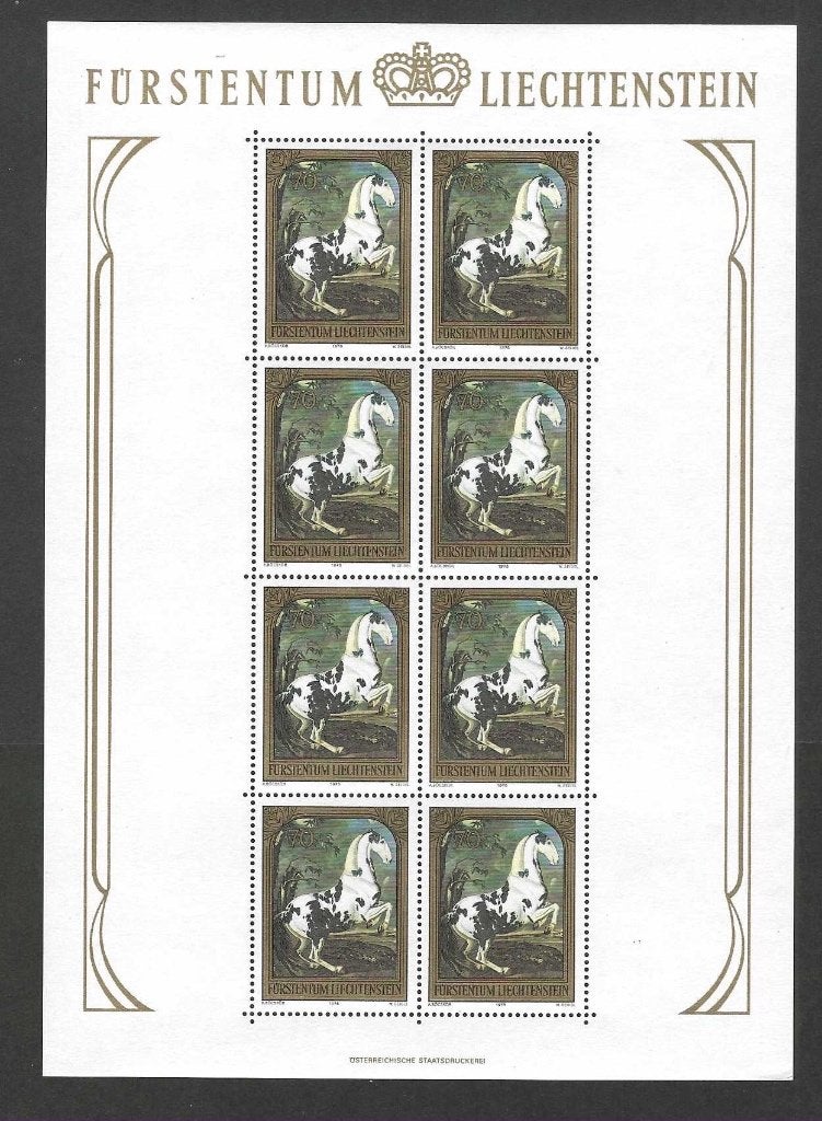 Liechtenstein blok zwarte paarden fauna 1978 Postfris, Verzenden, Postfris, Dier of Natuur