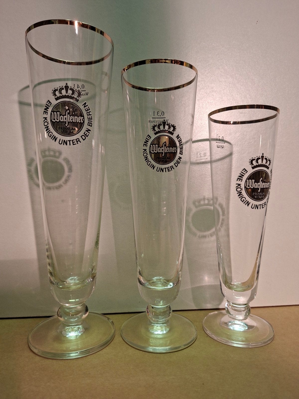 Warsteiner Bierglazen Set - 0.2L, 0.3L, 0.4L, Glas of Glazen, Gebruikt, Overige merken, Vintage