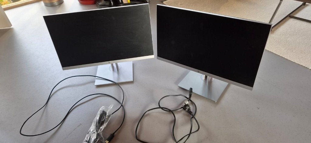 2x HP EliteDisplay E233 23 inch Full HD monitor, Ophalen, Gebruikt, HDMI, Full HD