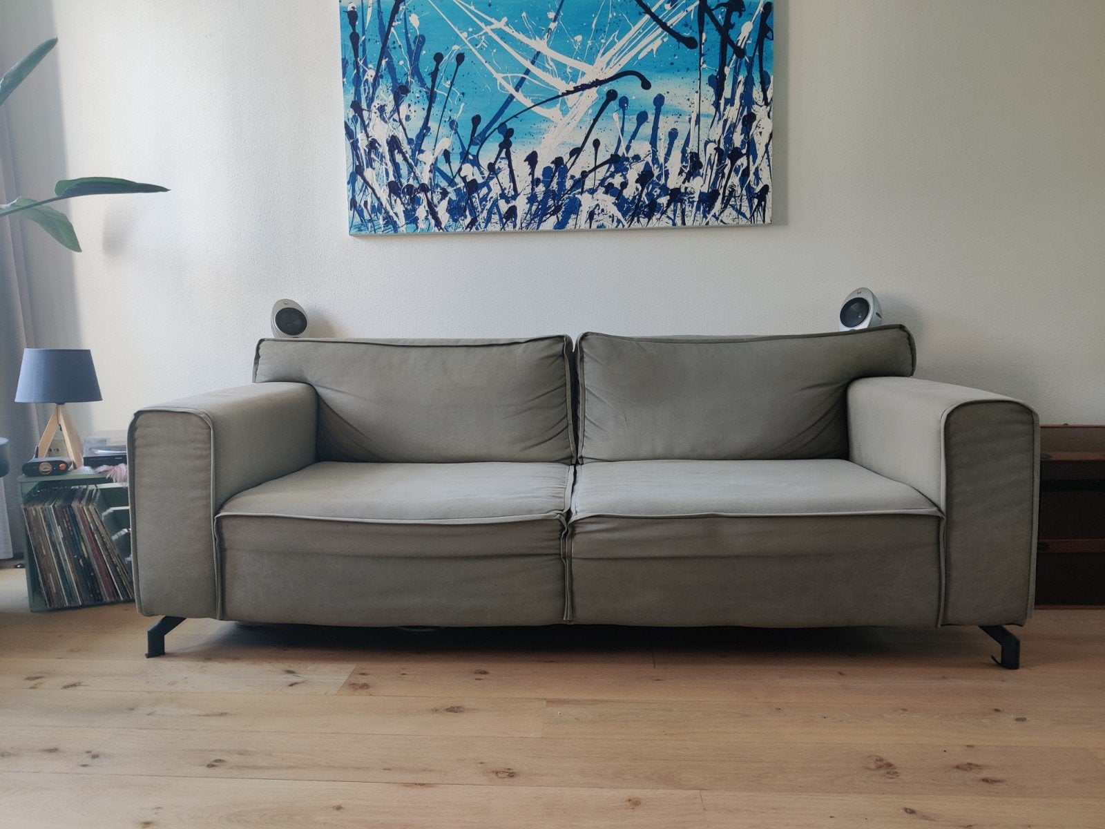 Gratis ophalen: 3-zitsbank – kleur olijfgroen, Gebruikt, Driepersoons, 75 tot 100 cm, Ophalen of Verzenden