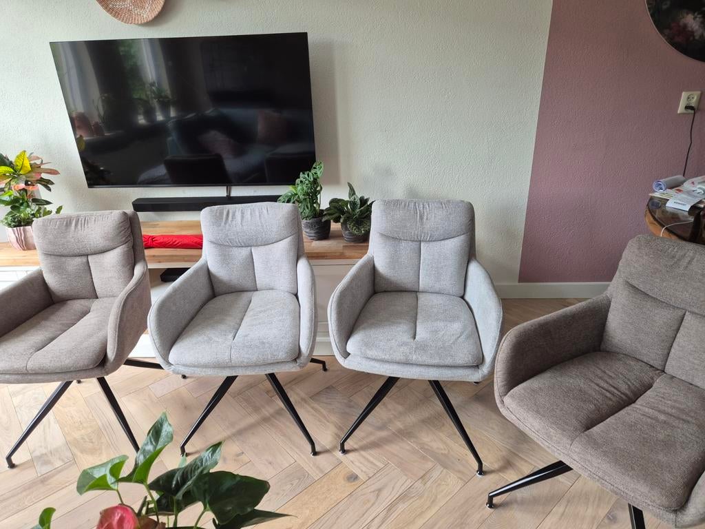 Nieuwe Eetkamerstoelen 4 stuks draaibaar, Ophalen, Nieuw, Grijs