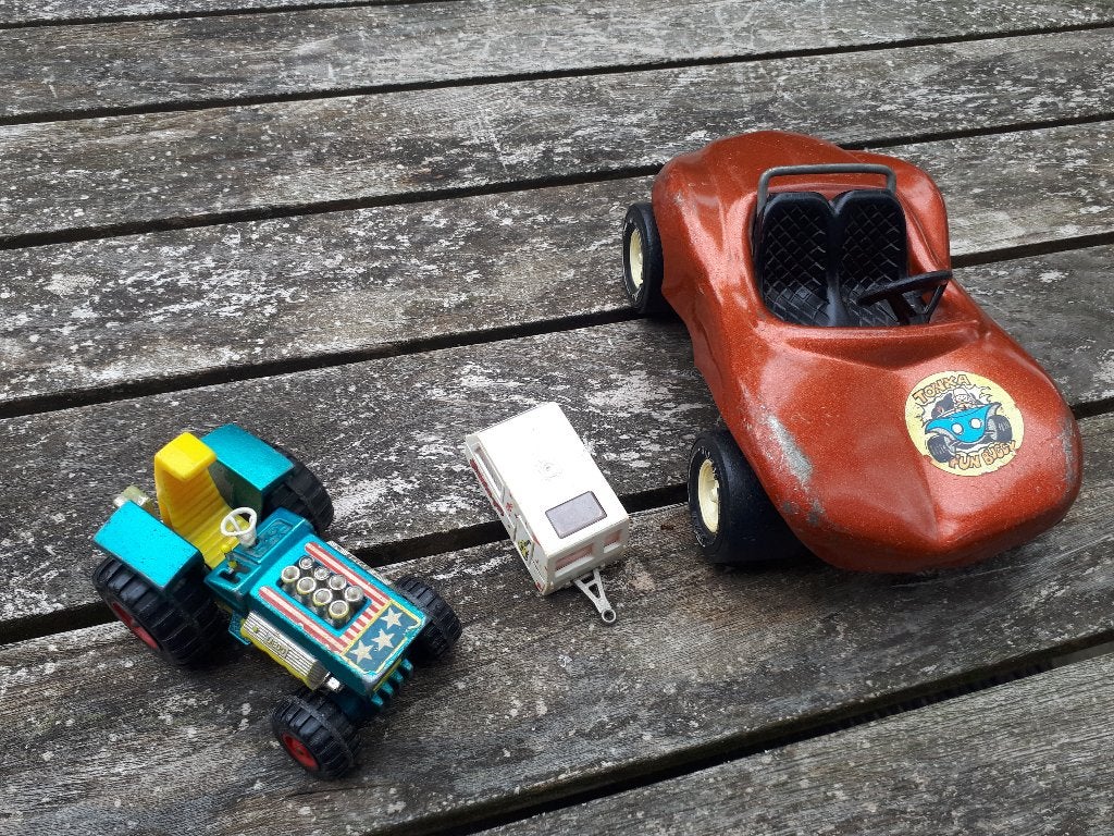 GROTE Tonka buggy + Majorette caravan + Matchbox tractor, Ophalen of Verzenden, Gebruikt, Auto