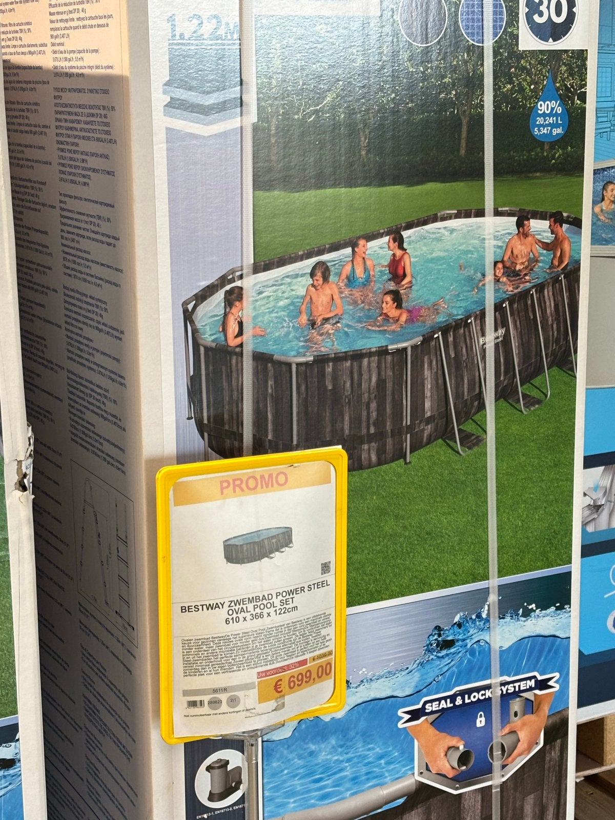 Bestway Power Steel Ovaal Zwembad 610x366x122cm met pomp, Tuin en Terras, 120 cm of meer, Gebruikt, 300 cm of meer, Ophalen of Verzenden