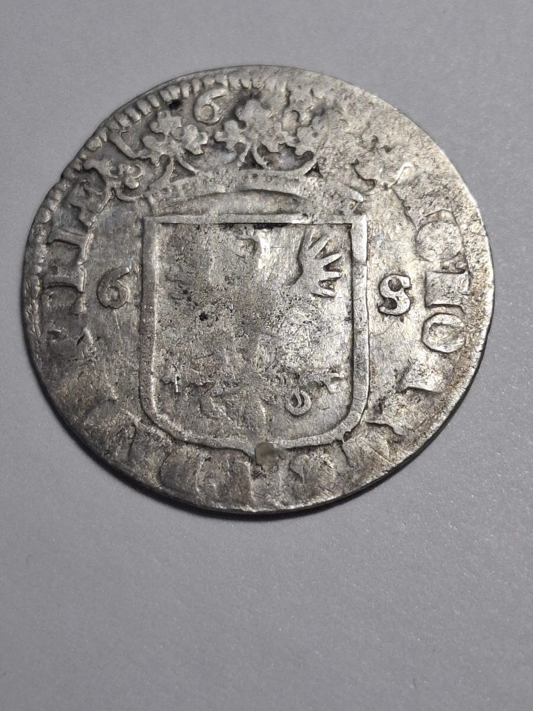 Zilveren rijderschelling 6 stuiver 1683 Deventer -Goed/Goed+, Vóór koninkrijk, Zilver, Losse munt, Overige waardes