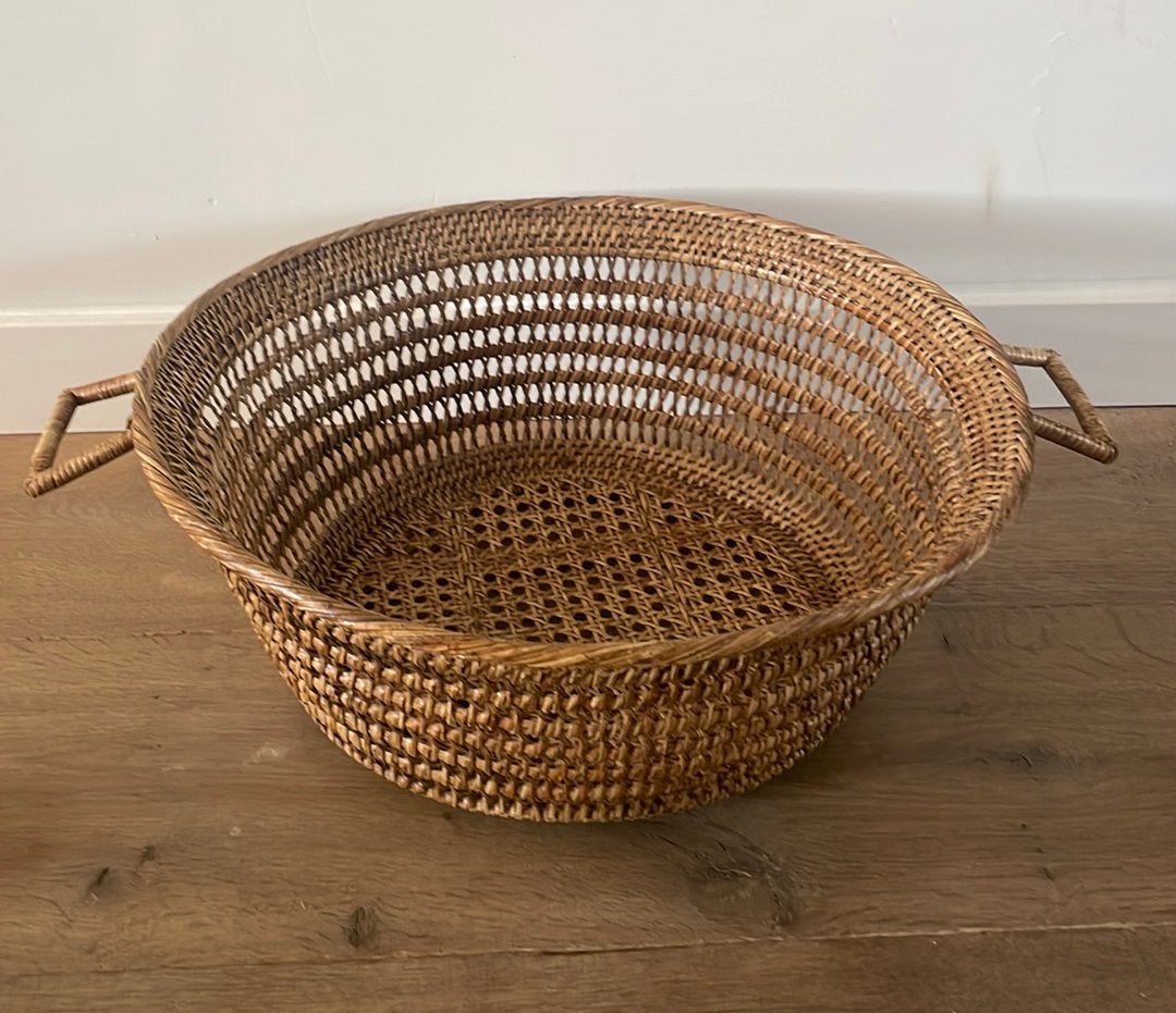 Grote birma rieten mand, Mand, Gevlochten, Rond, Ophalen of Verzenden